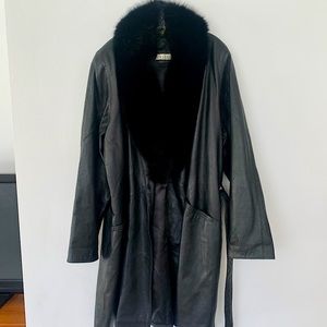 BRAND NEW LEATHER & FUR TRENCH-COAT